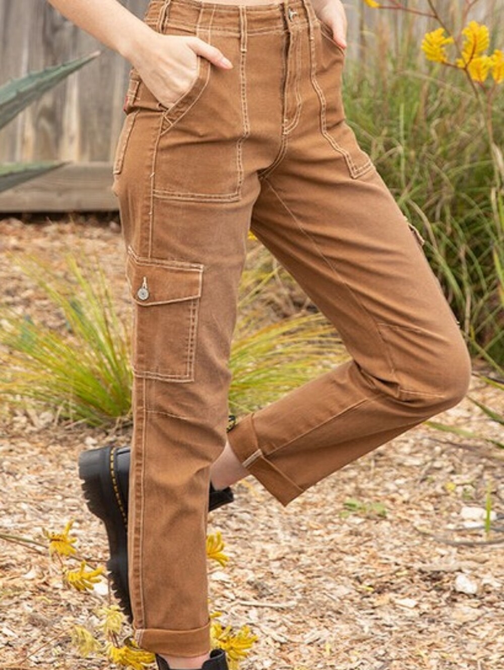 Dickies Tan Cargo Track Pants with Pocket Details